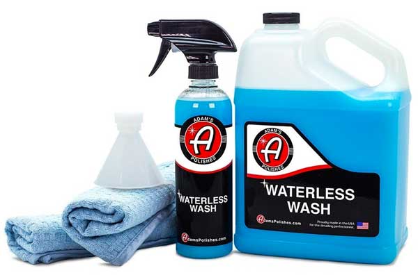 Adam's Waterless Car Wash Package with Cleaner, Spray Bottle, Premium Quality Microfiber Towels and Pouring Funnel