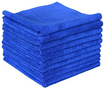 10-Pack of Blue Microfiber Towels, 365 GSM, 70% Polyester, 30% Polymide